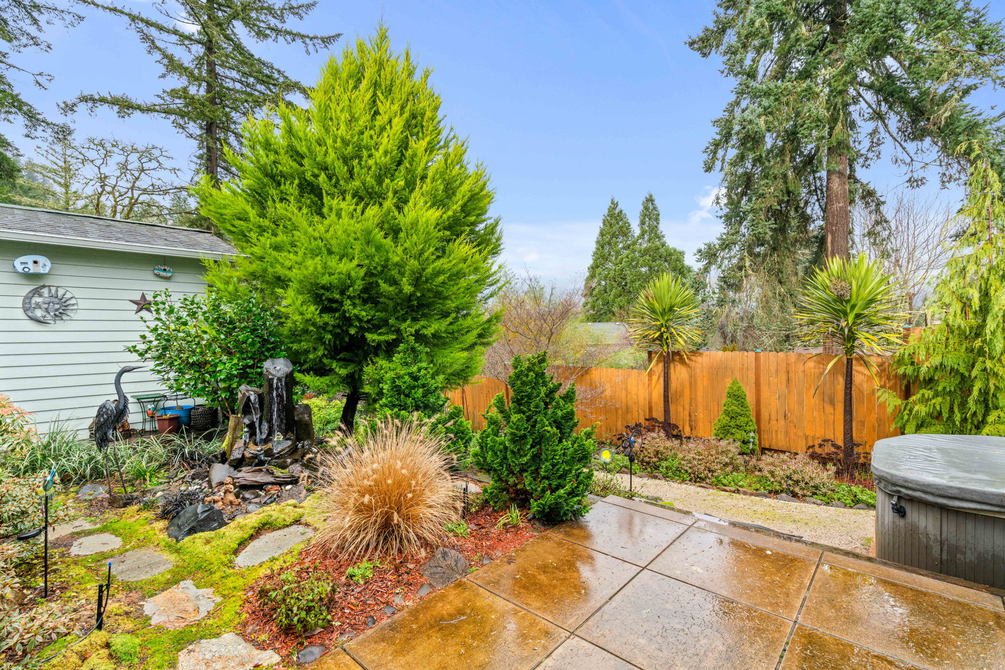 Back fountain and Landscaping