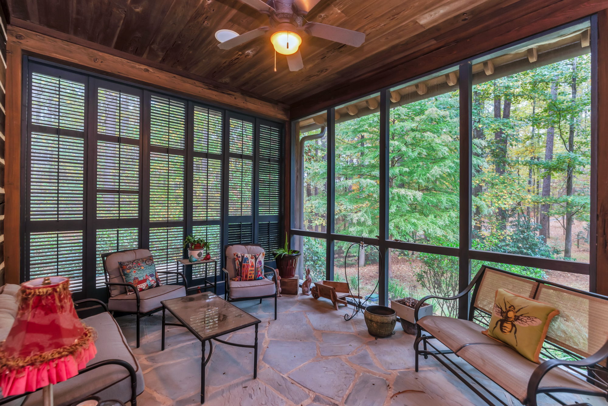 Hers with a screened-in porch