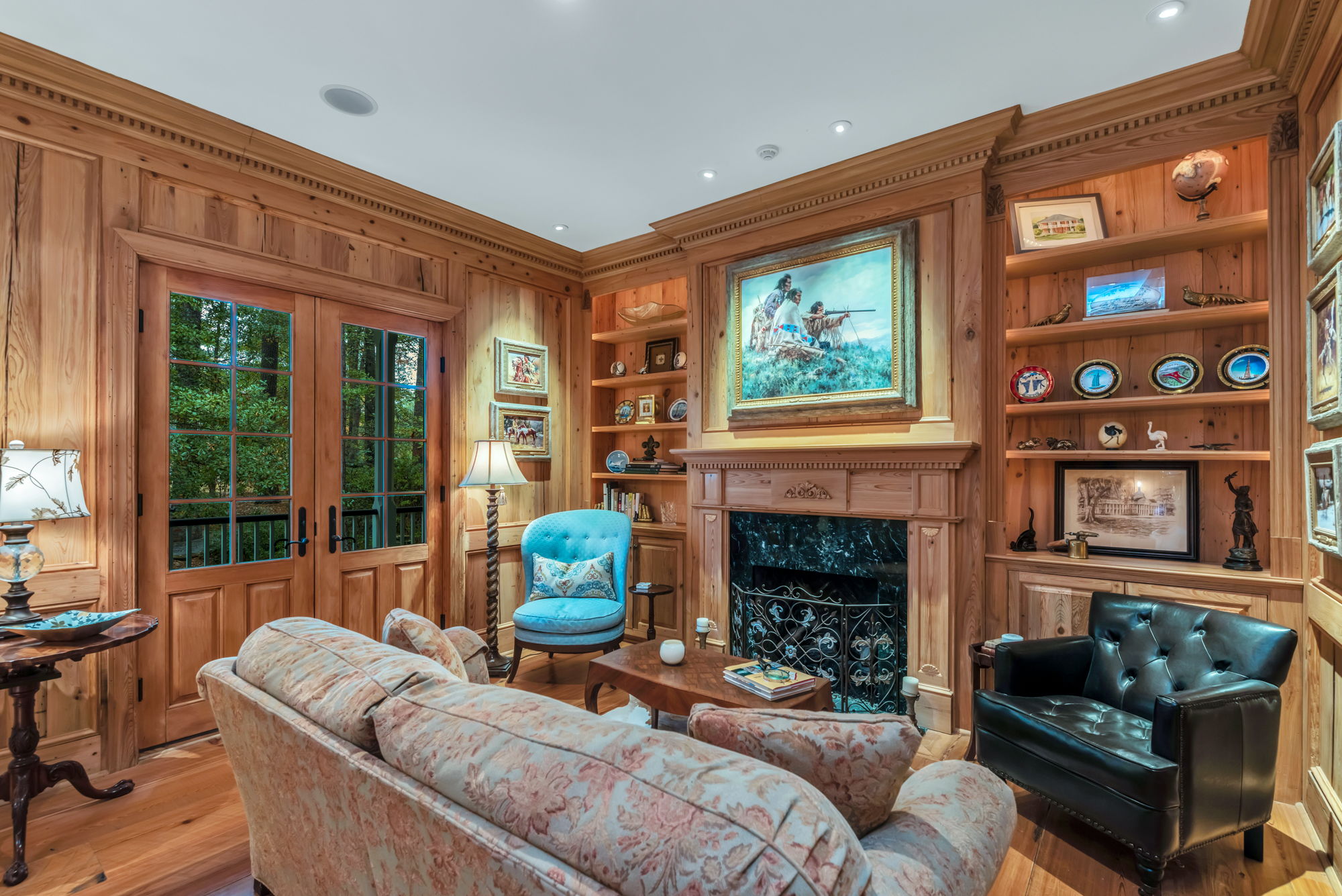 It has beautiful wood paneling