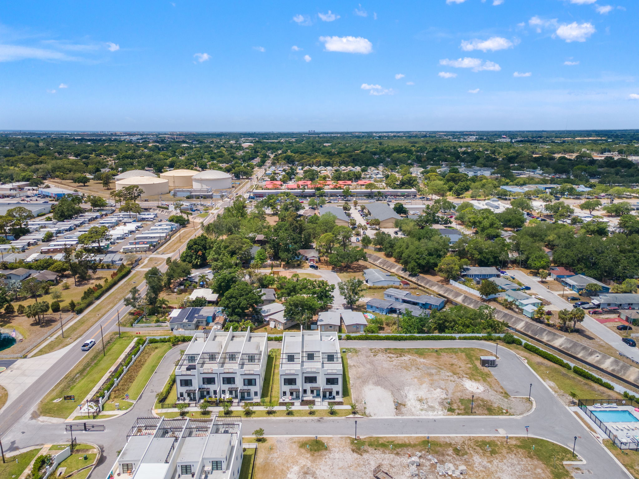Aerial view of the Latitudes streetscape in Pinellas Park, Florida