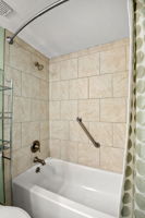 Guest bath combination shower and tub