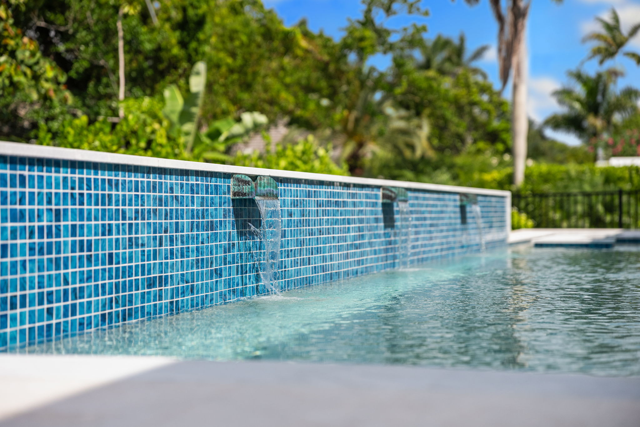 Fountain details on saltwater pool