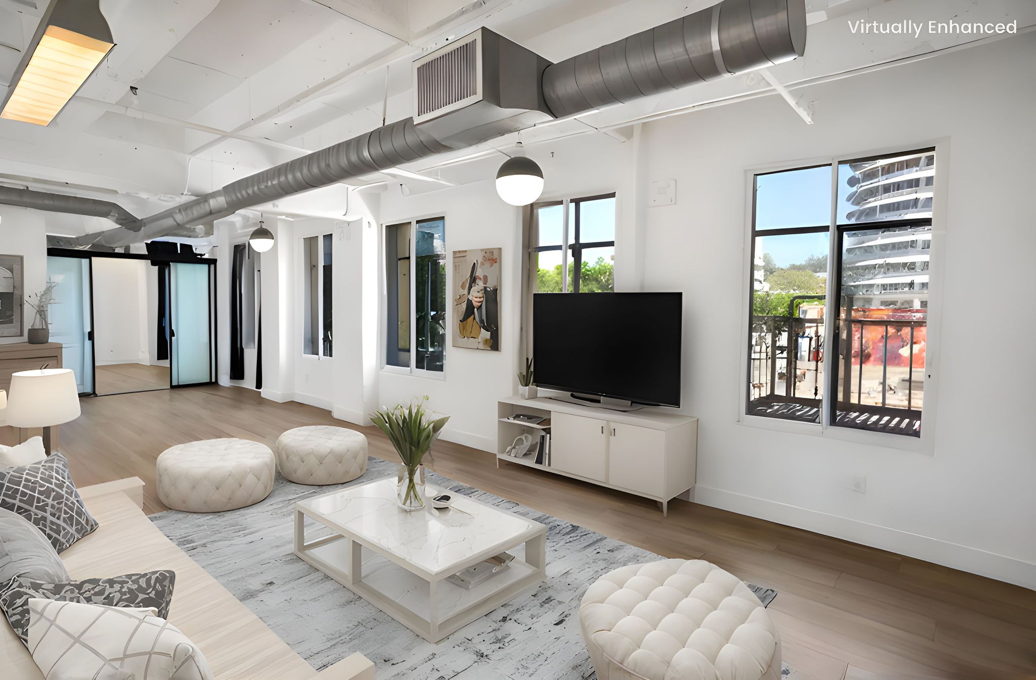 Kitchen to Living with Views - Virtually Staged