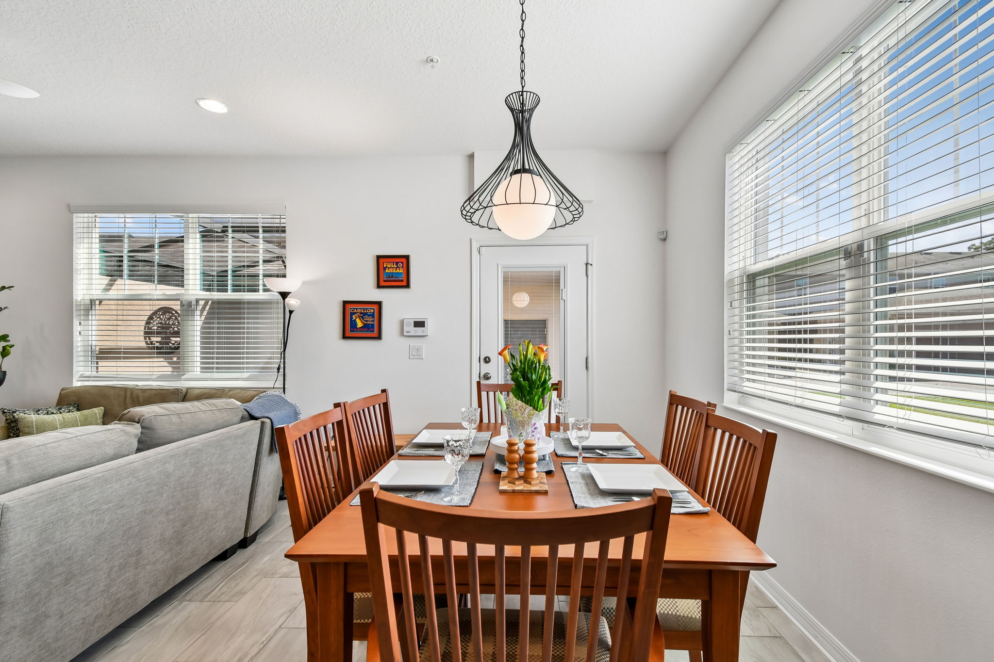Natural light floods the living/dining areas