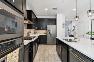 Stacked SS microwave and wall oven