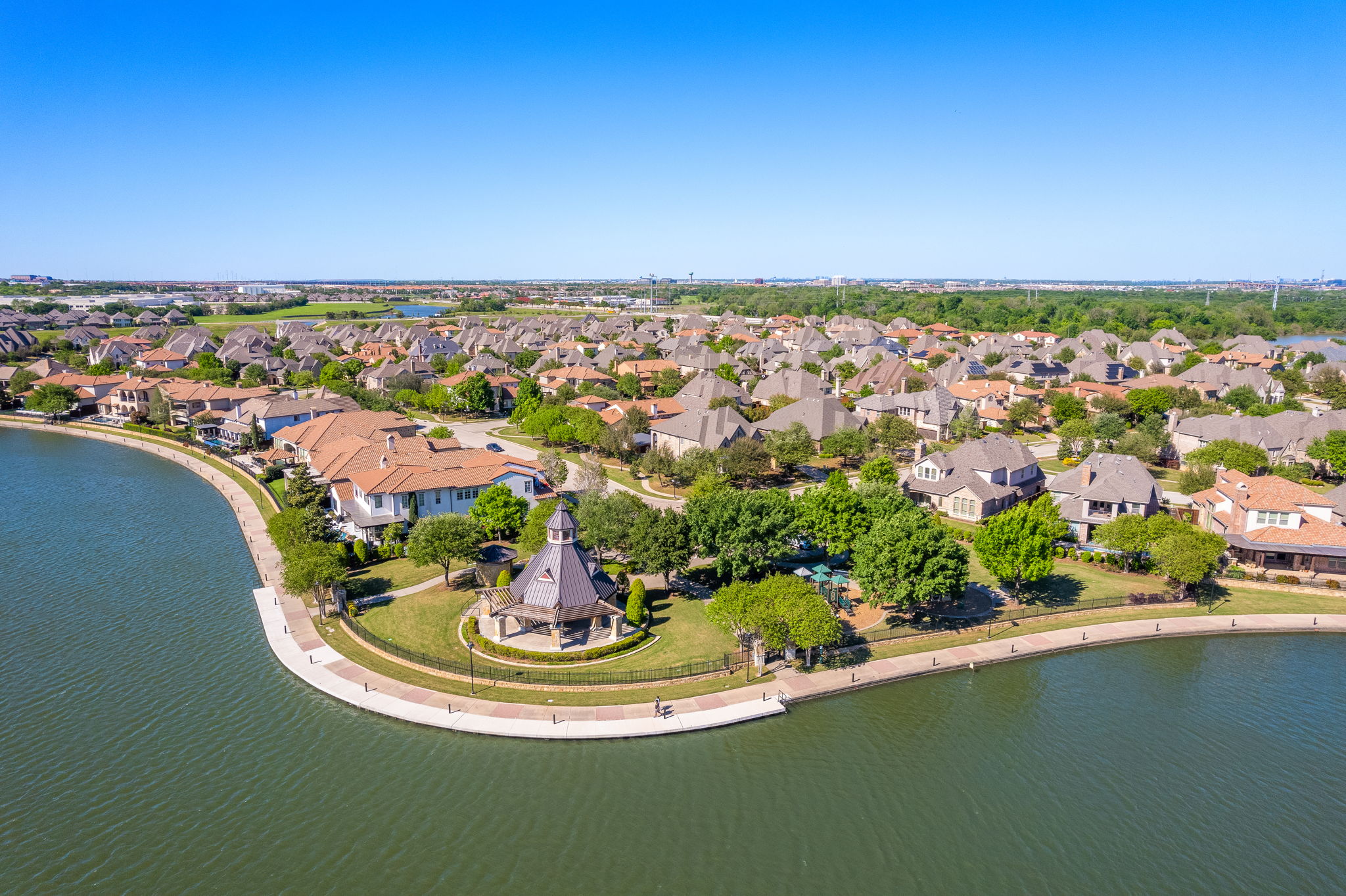 Gated neighborhood park, playground and gazebo, and lakefront promenade