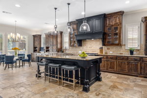 Expansive open concept chef's kitchen with large entertaining island and Wolf and Sub-Zero appliances