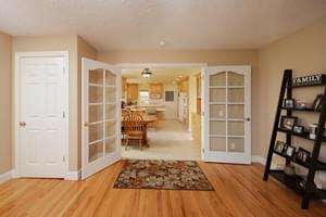 French Doors to Dining and Kitchen
