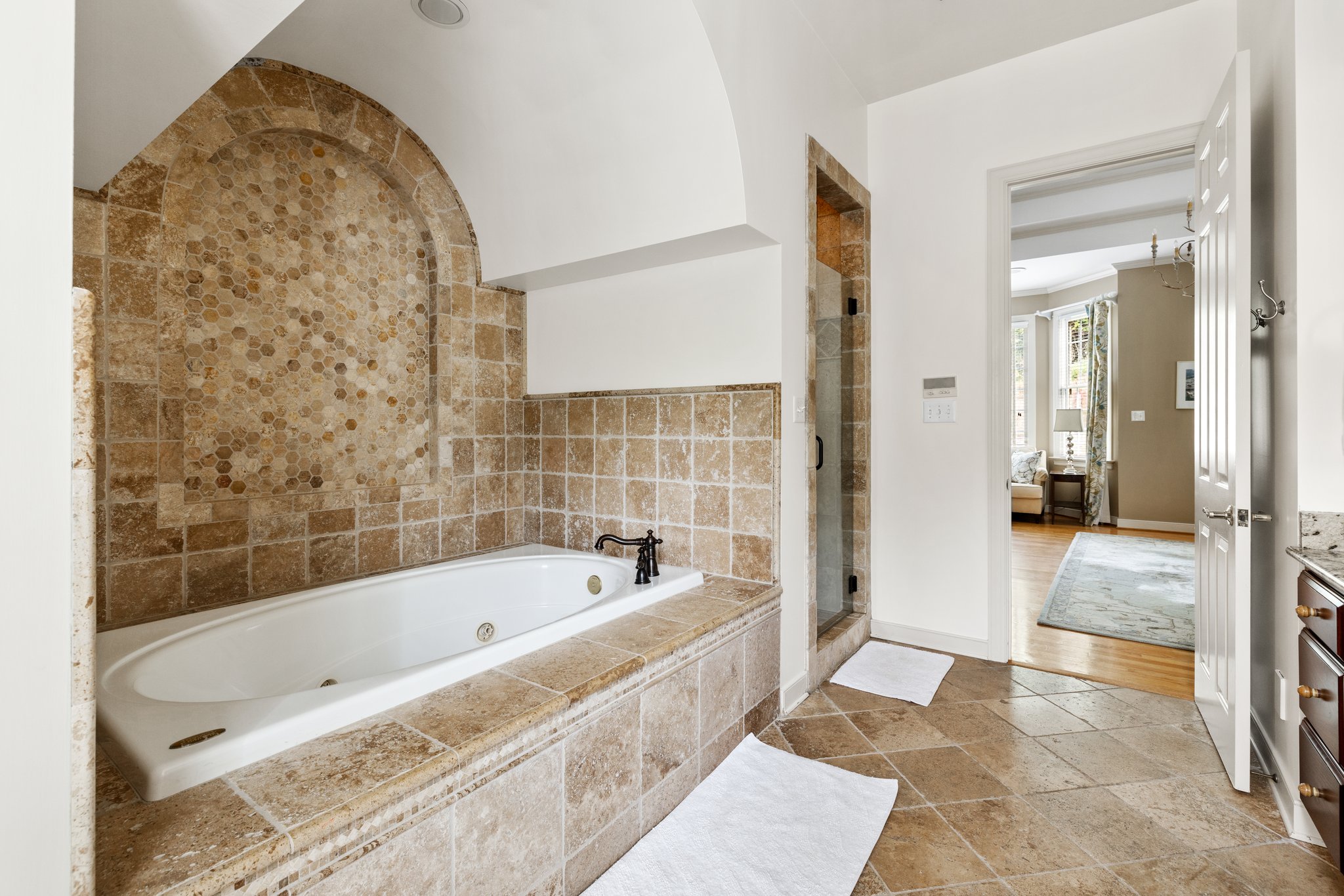 Ceramic tile floors.