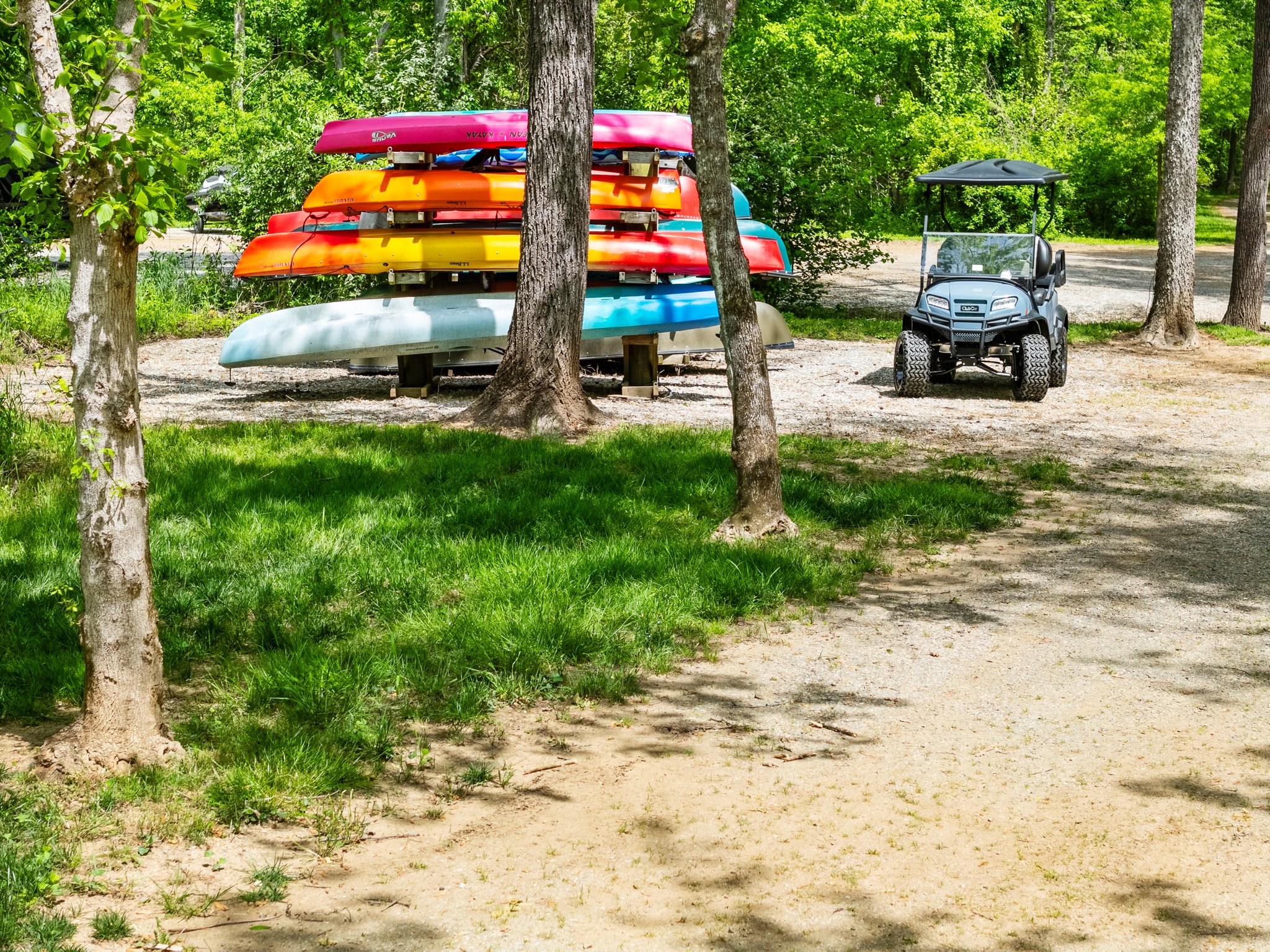 Kayak and canoe storage for easy launch.