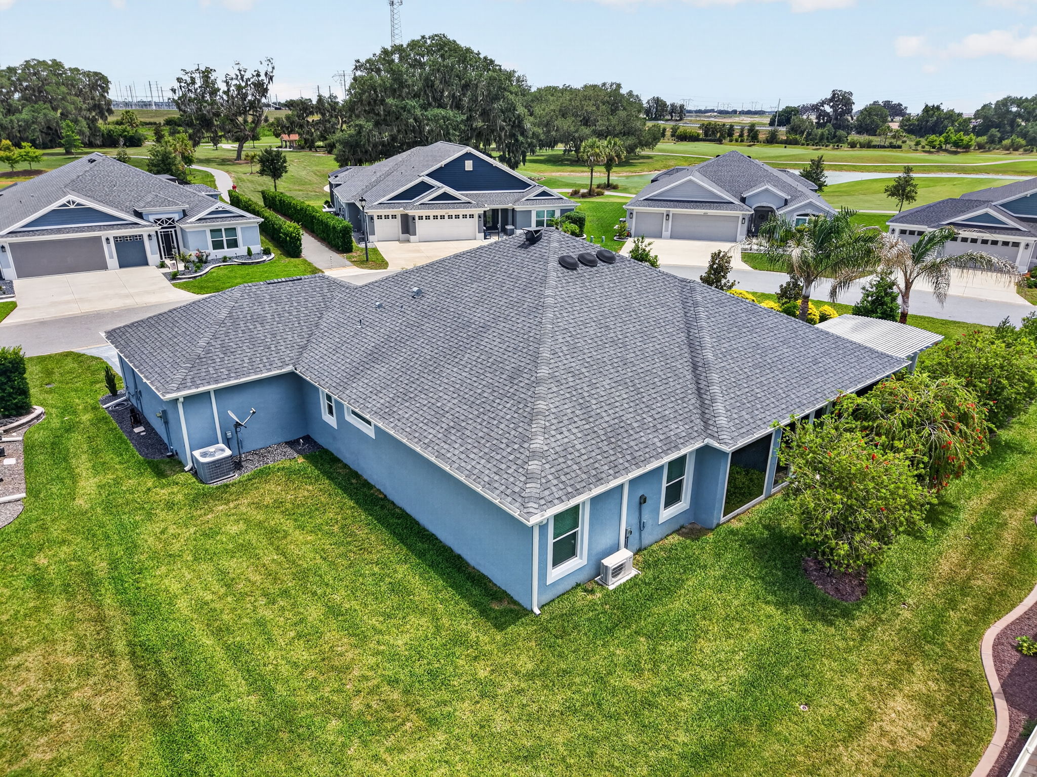 Aerial Rear and Side Elevation with PRIVACY Landscaping