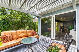 Side Patio with Waterfall and Pergola