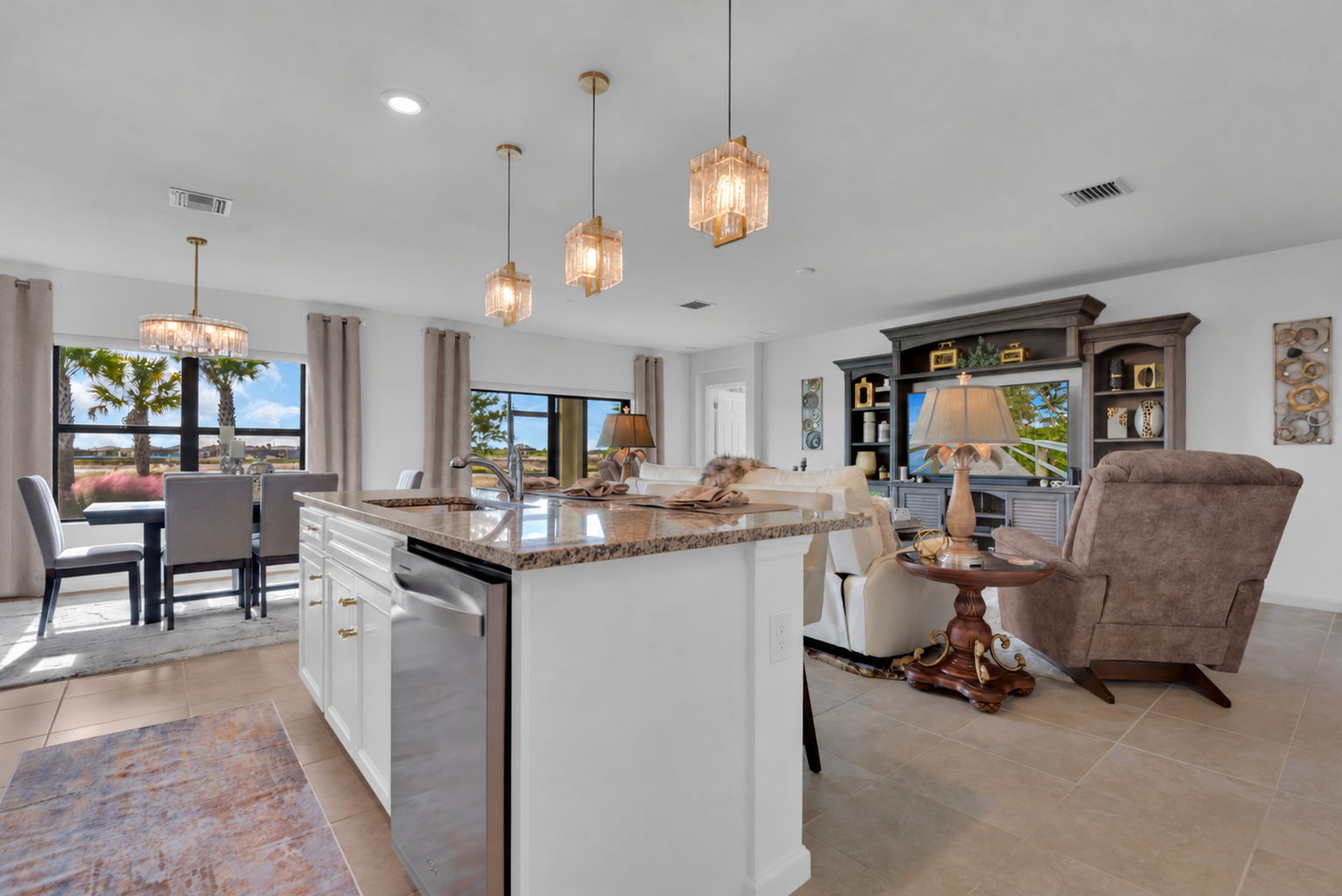 Wide Island In Kitchen