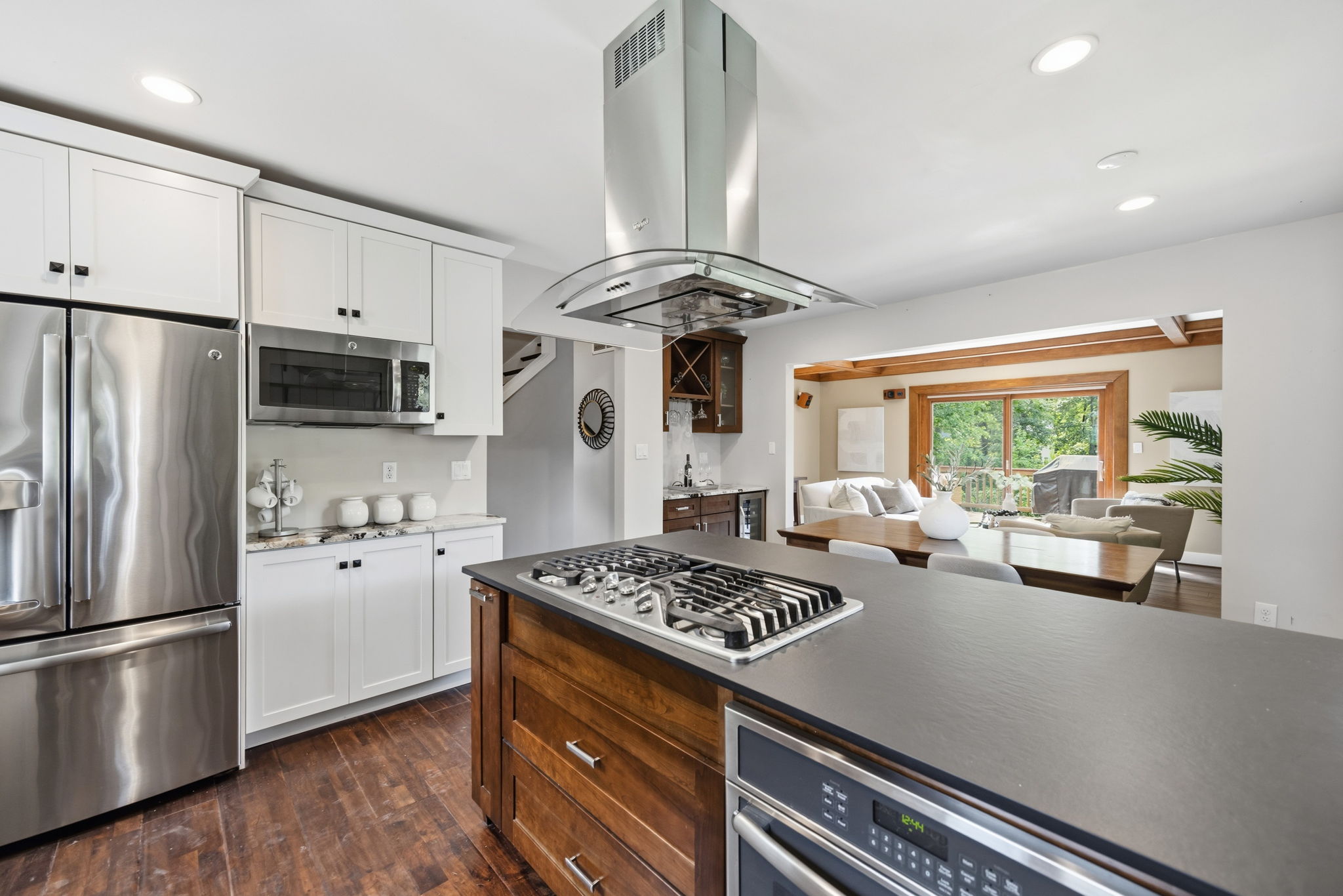 Modern open kitchen and dining room