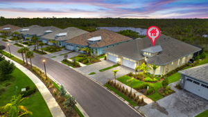 Aerial Front Exterior 3 of 3 -Dusk - Marker