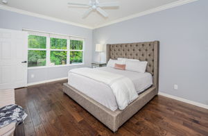 Primary Bedroom with pond view