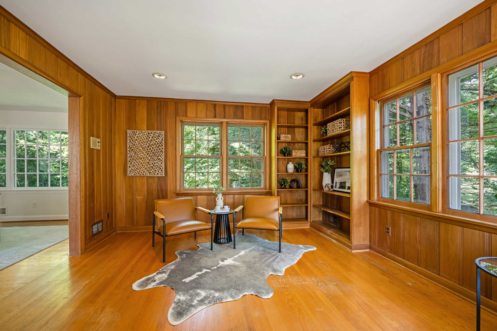 Main-level Family Room w/Fireplace & Built-Ins