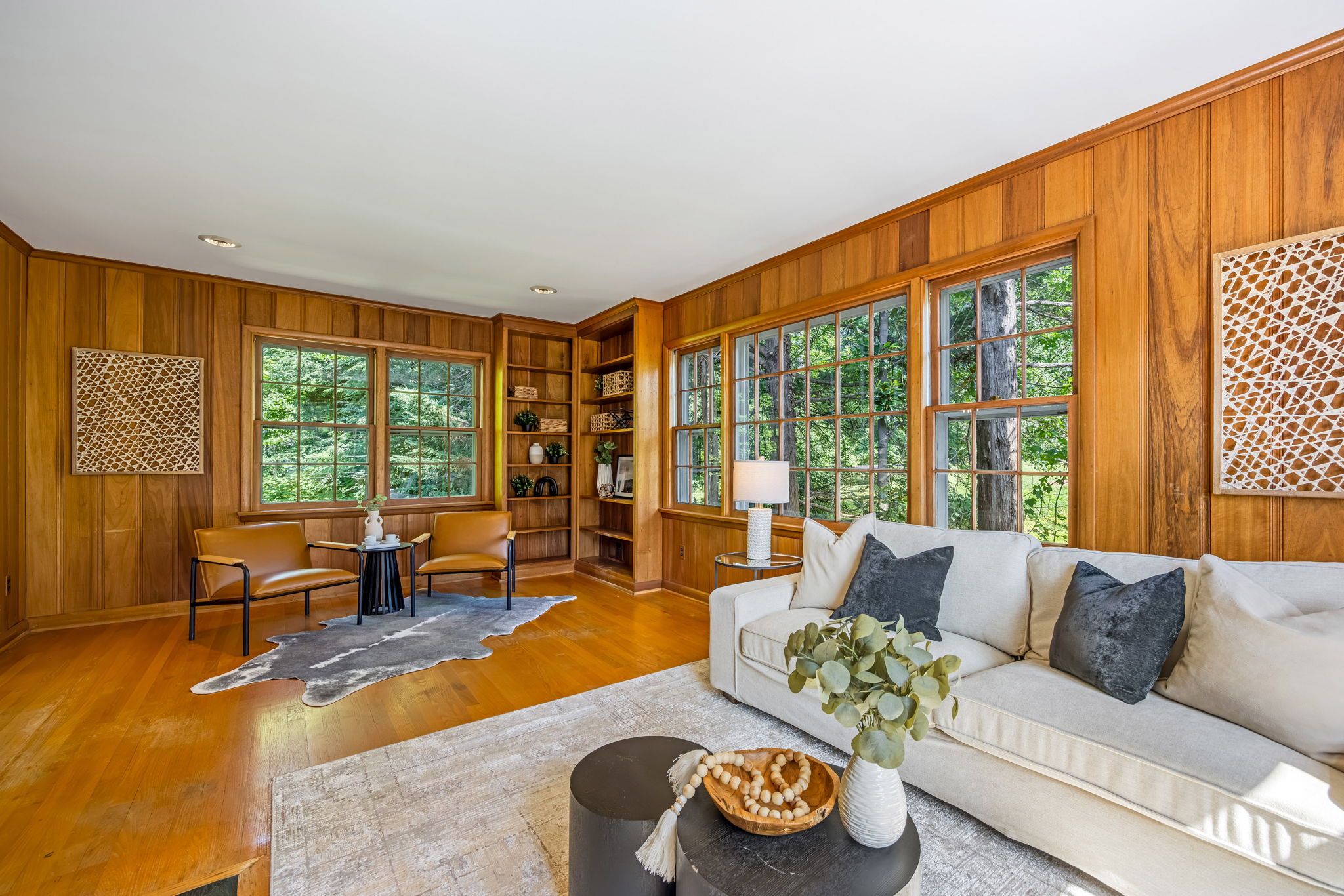 Main-level Family Room w/Fireplace & Built-Ins