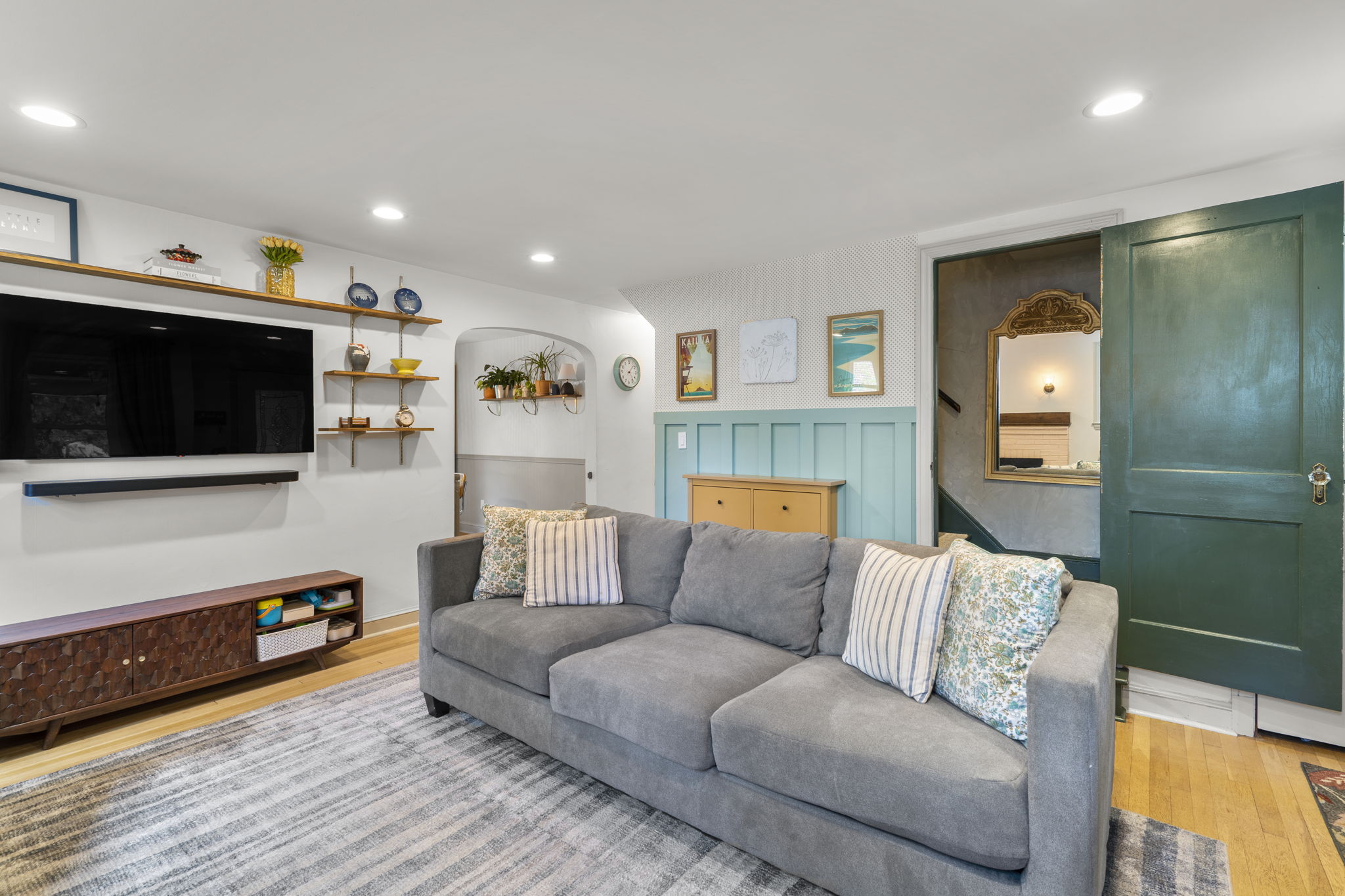 Living Room & Steps to Upper Level