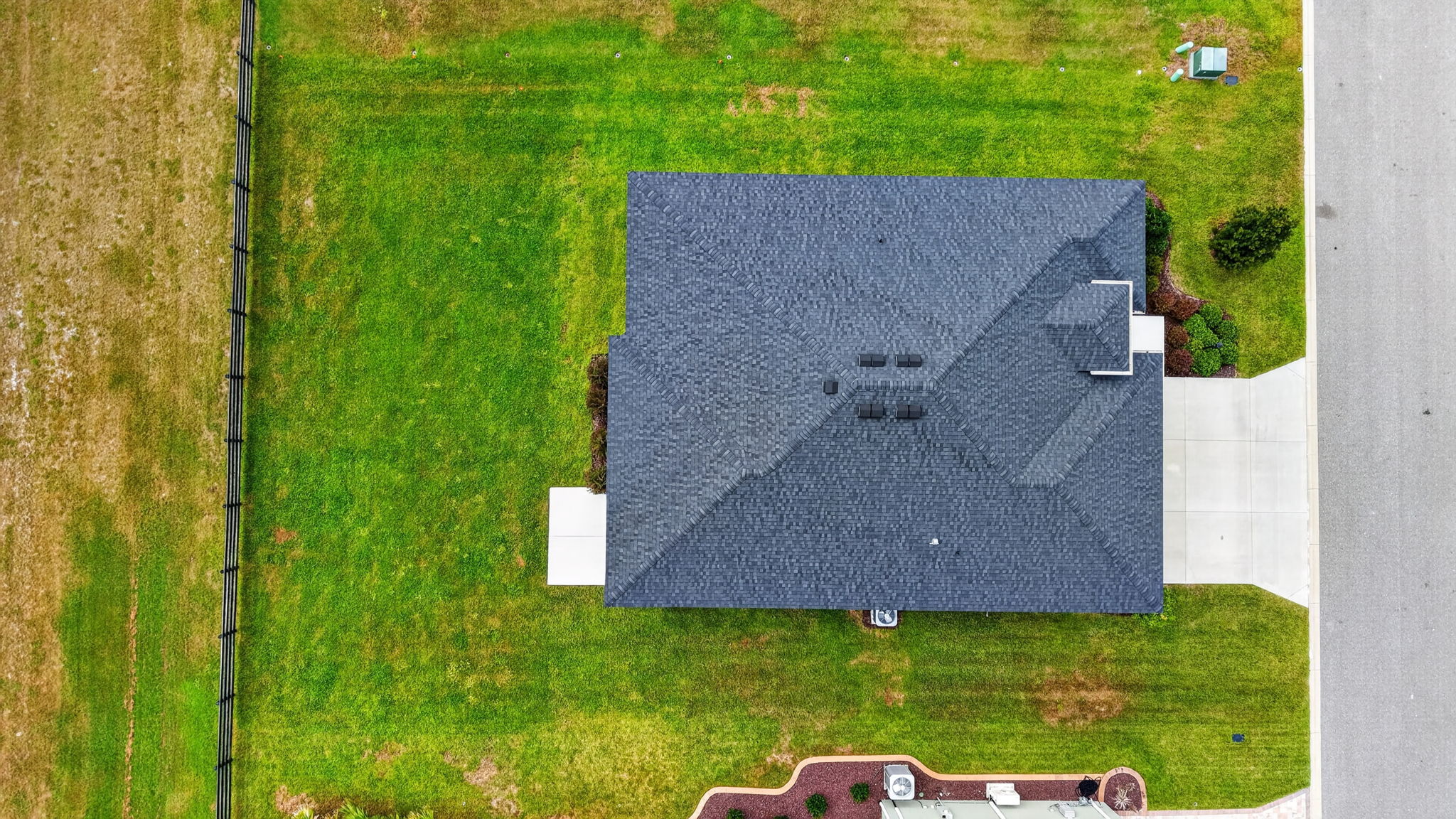 Aerial Side Elevation with Spacious Rear Yard and ROOM FOR A POOL!