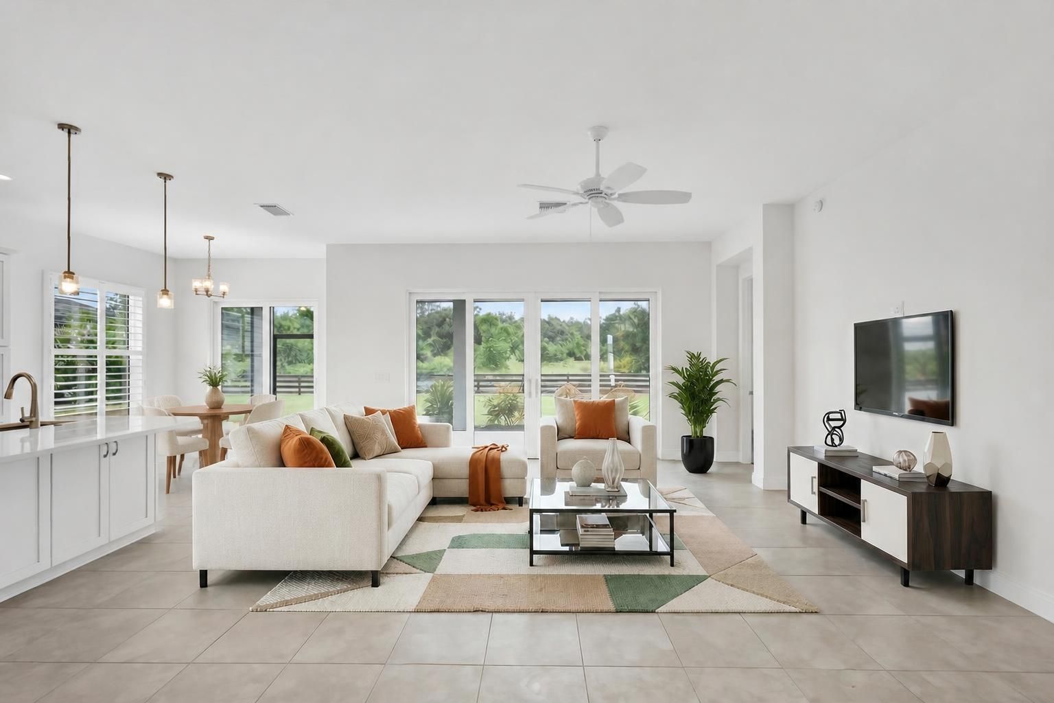 Kitchen, Dinette, and Living Room-Virtually Staged