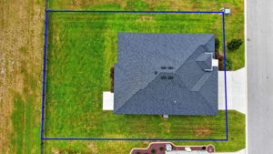 Overhead Aerial with Property Lines and Spacious Rear Yard with ROOM FOR A POOL!