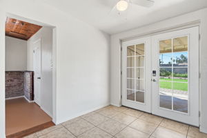 French doors to backyard