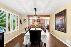 Dining room view, great space for family dinners, game nights and entertaining