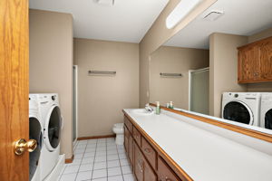 Main floor SECOND bathroom. 3/4 bathroom. Huge vanity.