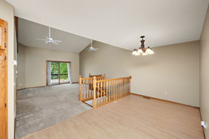 Open living spaces. Vaulted ceilings