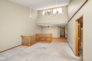 Tall ceilings create a dramatic space on main level