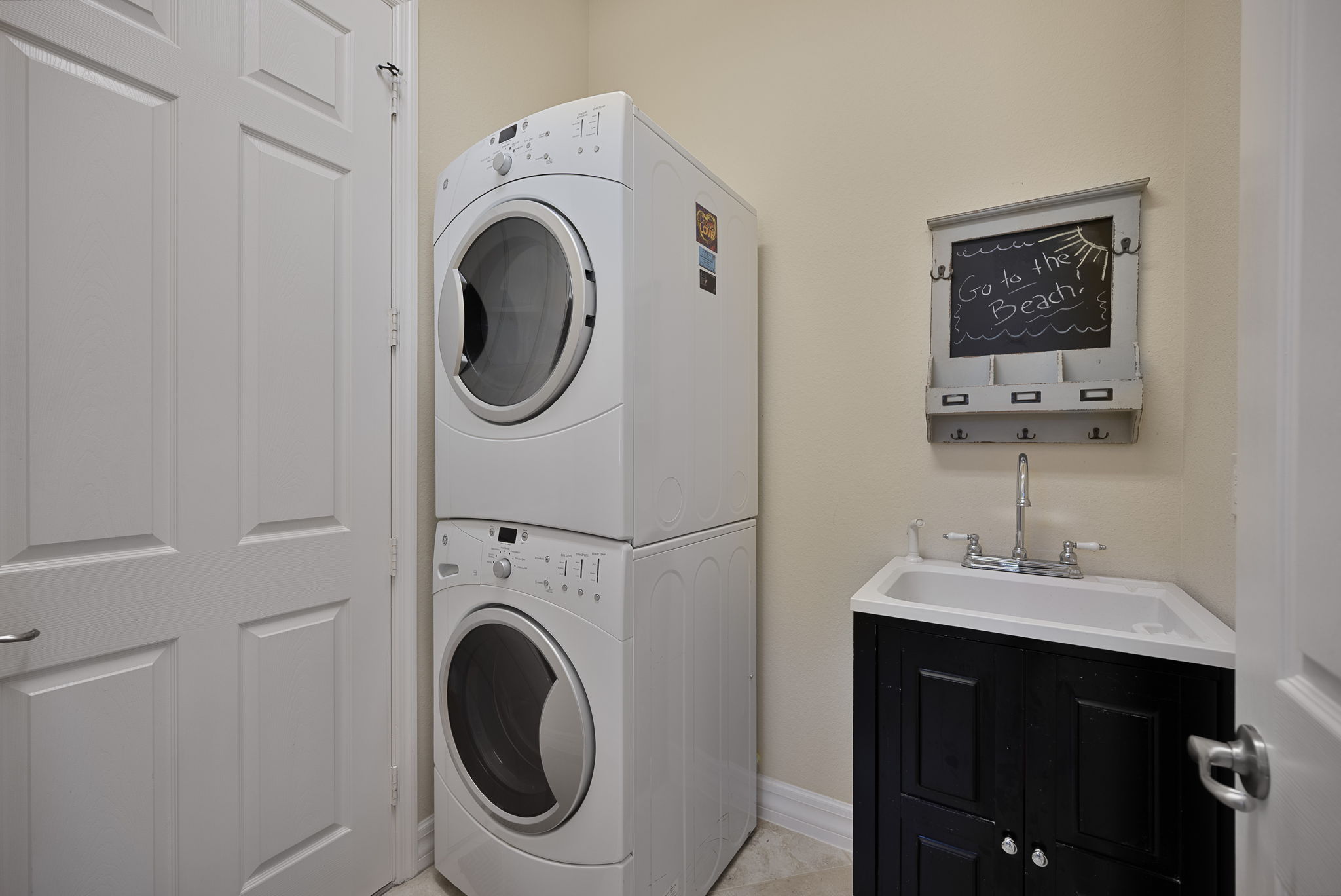 A laundry on the first flooor.