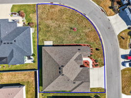 Aerial with Property Lines and Spacious Corner Lot with Room For a Pool!