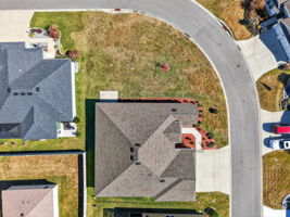 Aerial with Spacious Corner Lot and Room For a Pool!