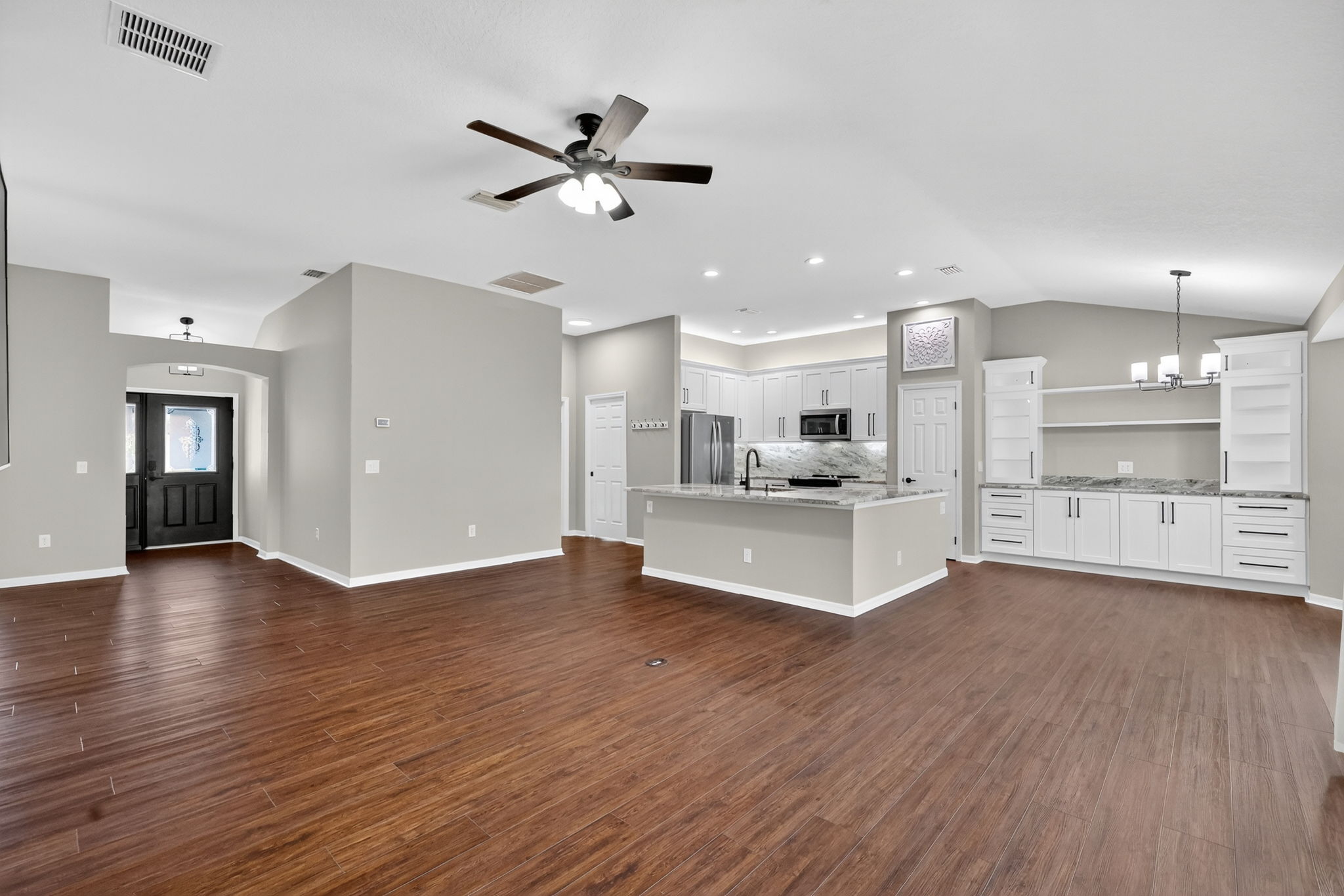 Kitchen, Dinette, and Living Room