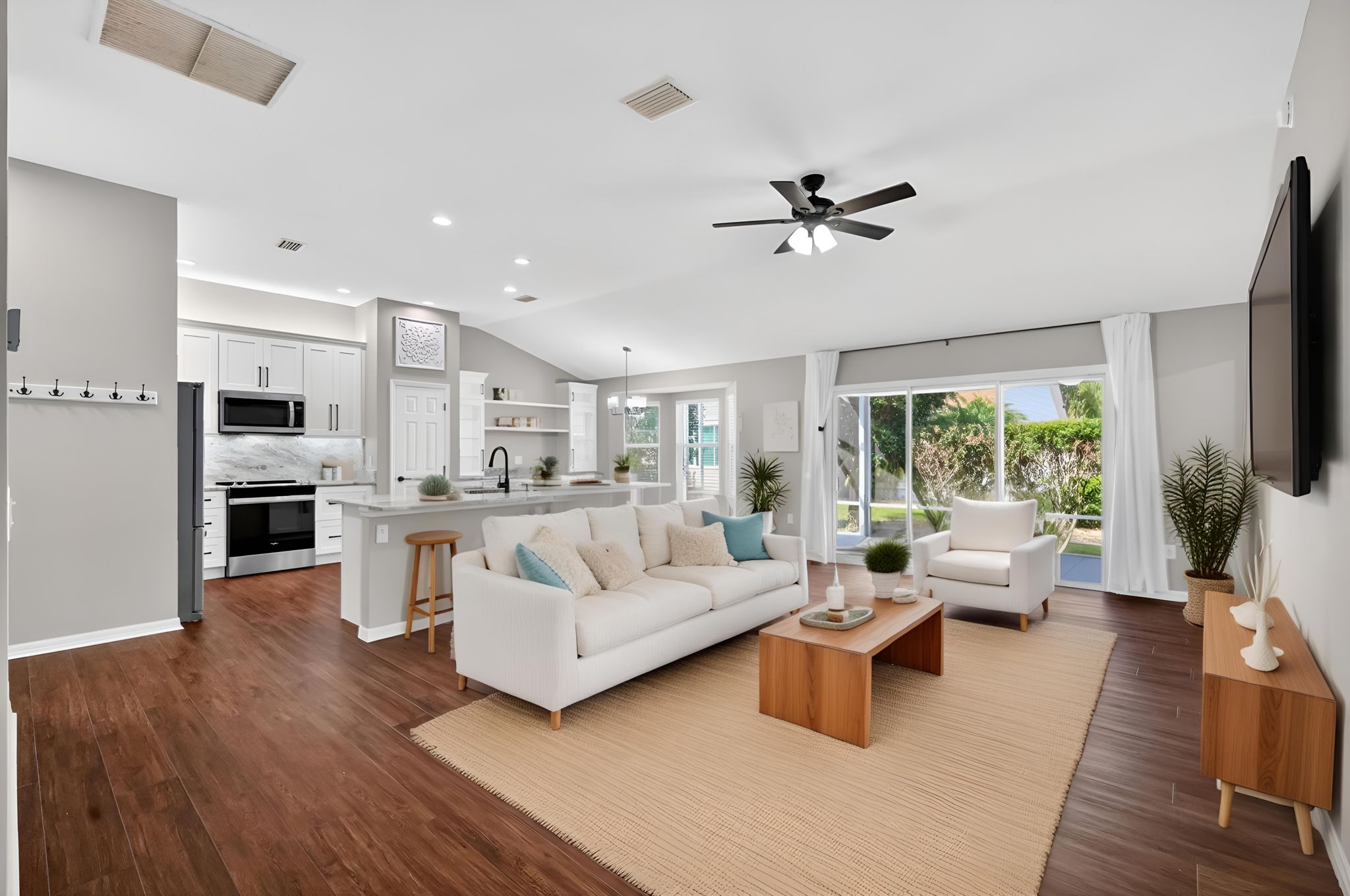 Virtually Staged - Kitchen, Dinette, and Living Room