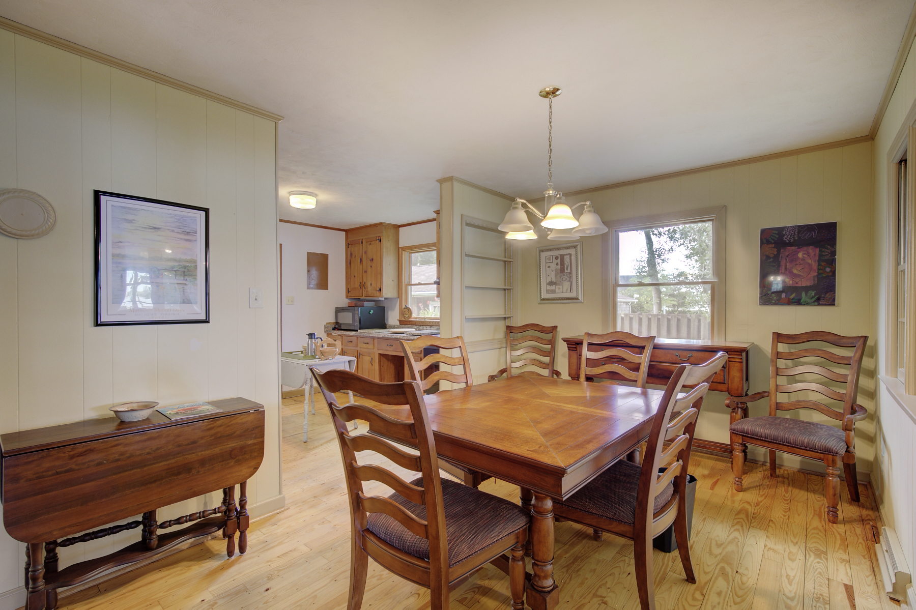 Long view of the Dining Room, hardwood floors
