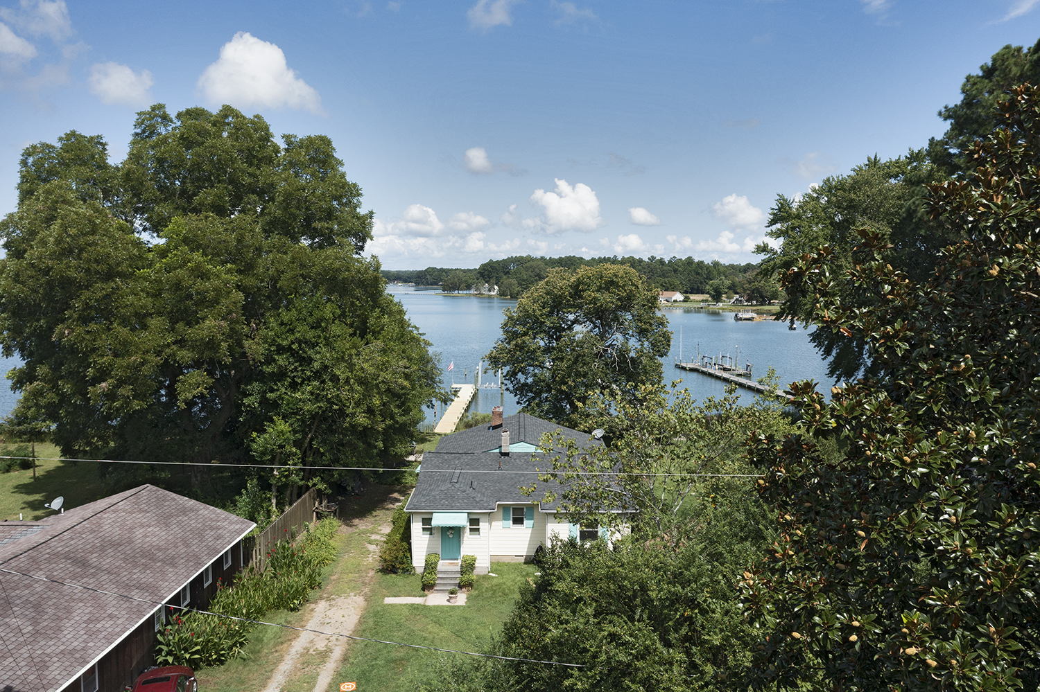 Overhead shot as you drive up to the home