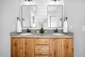 Master Bath Features Dual Sinks and Granite Counters