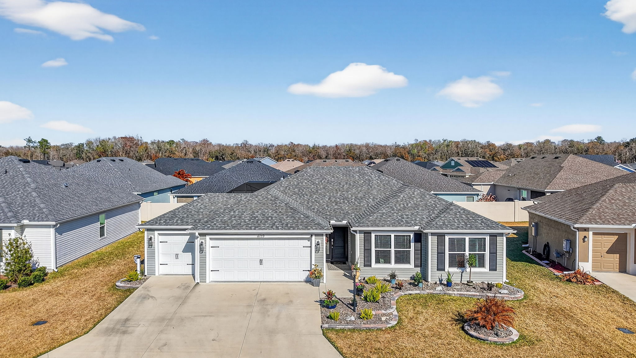 Aerial Front Elevation with Rear Privacy Wall