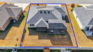 Aerial Rear Elevation with Property Lines, Privacy Wall, and Room For a Pool