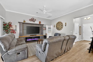 Living Room with Custom Entertainment Center and Fireplace