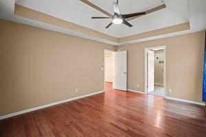 Primary bedroom is upstairs!