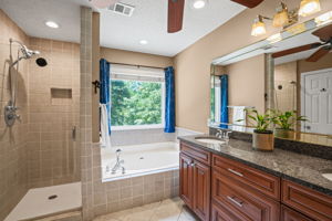 Large walk-in shower, soaking tub and beautiful vanity!