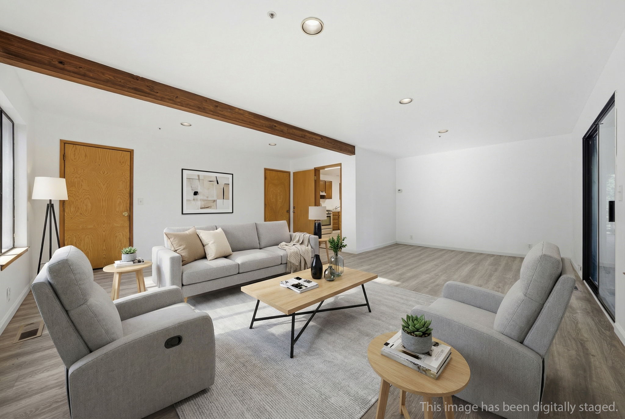 Digitally staged first floor Living Room