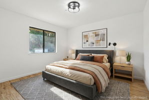 Digitally staged second floor bedroom