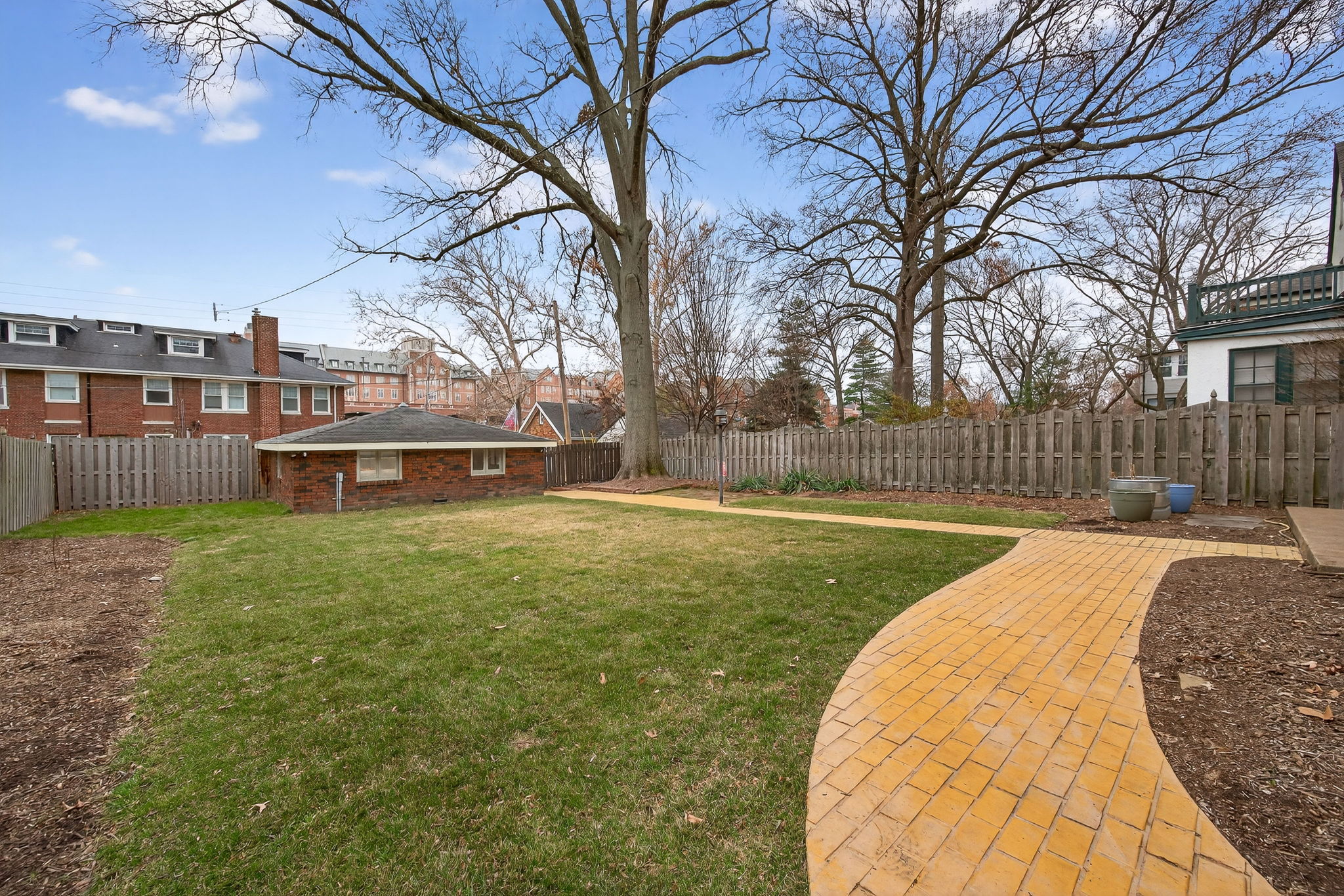 The sky is the limit for pets, playsets, parties, games, pools, and gardens. You have gorgeous mature trees for shade, yet plenty of Southern exposure to grow veggies.