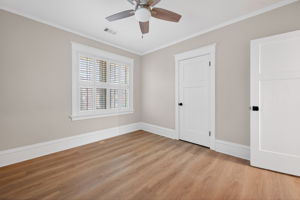 The spacious primary bedroom.