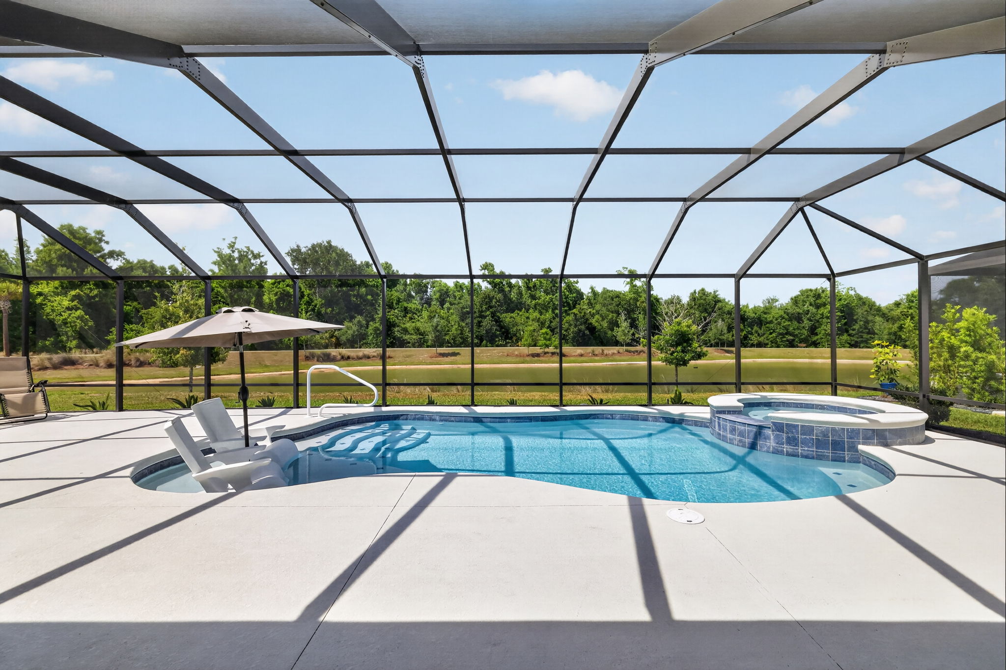Swimming Pool and Spa with Water Views