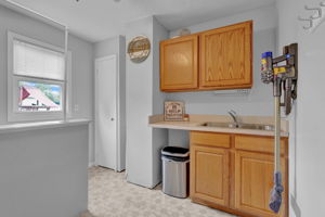 Sink and cabinets in laundry